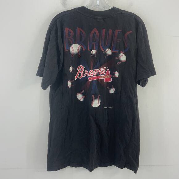 Black VTG Atlanta Braves Baseball ‘94 Competitor Cotton T-Shirt Men's L Preowned - Picture 2 of 5